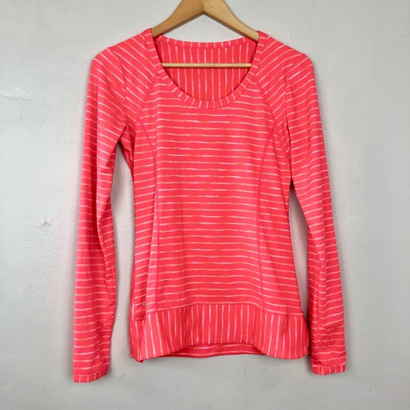 Athleta Tops - Athleta Orange Long Sleeve Striped Tee